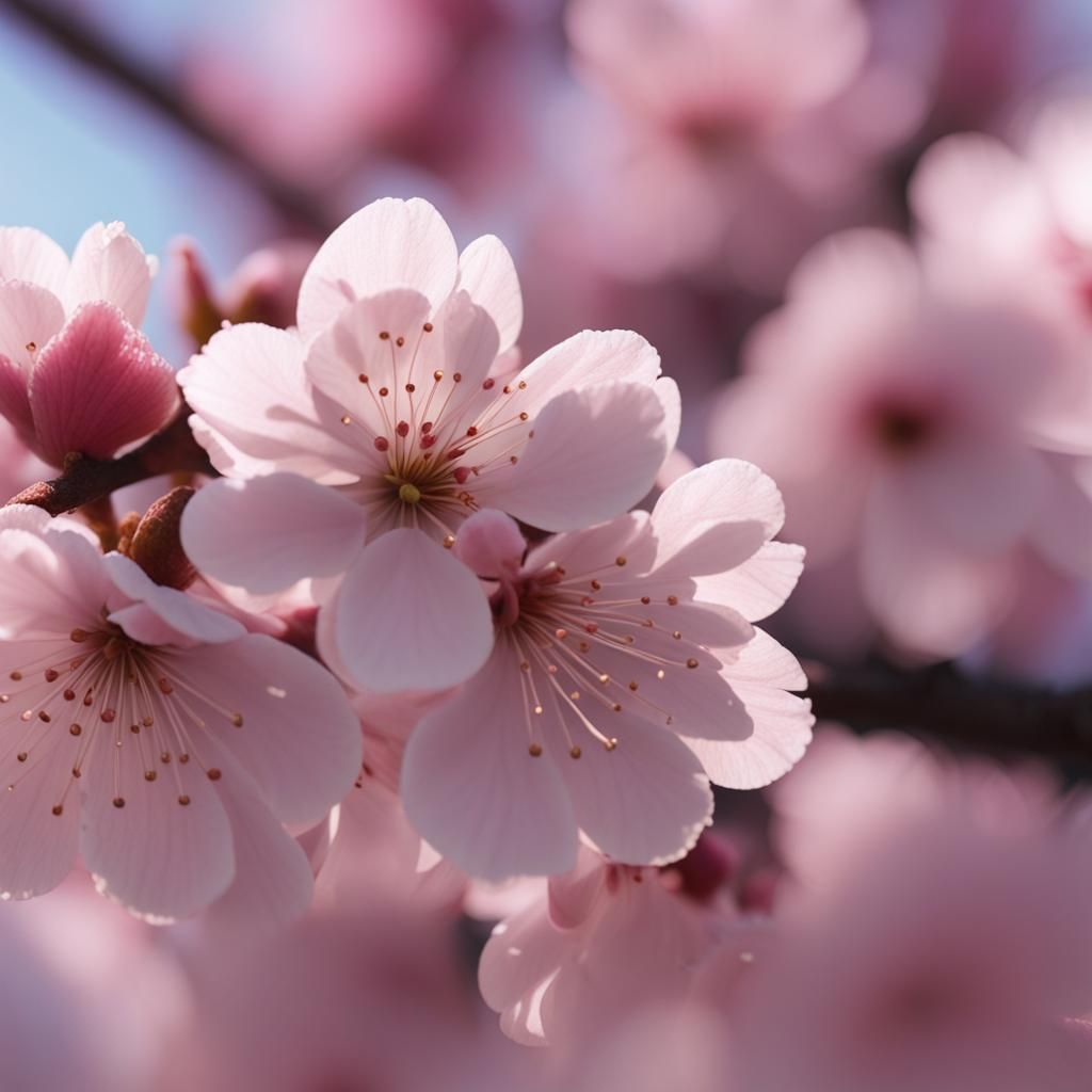 Detailed Macro of a Sakura Cherry Blossom