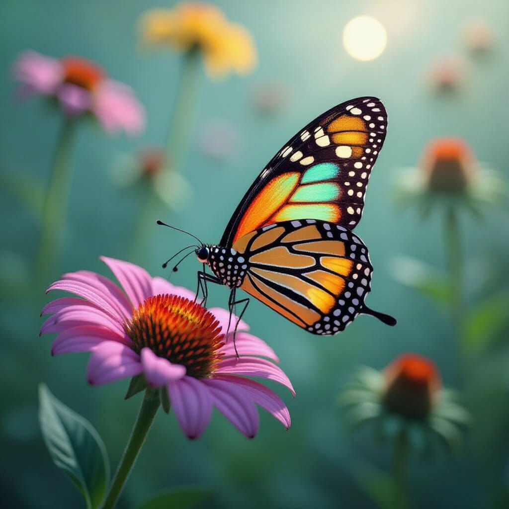 Ethereal Iridescent Butterfly Emerging from Memory Dreams