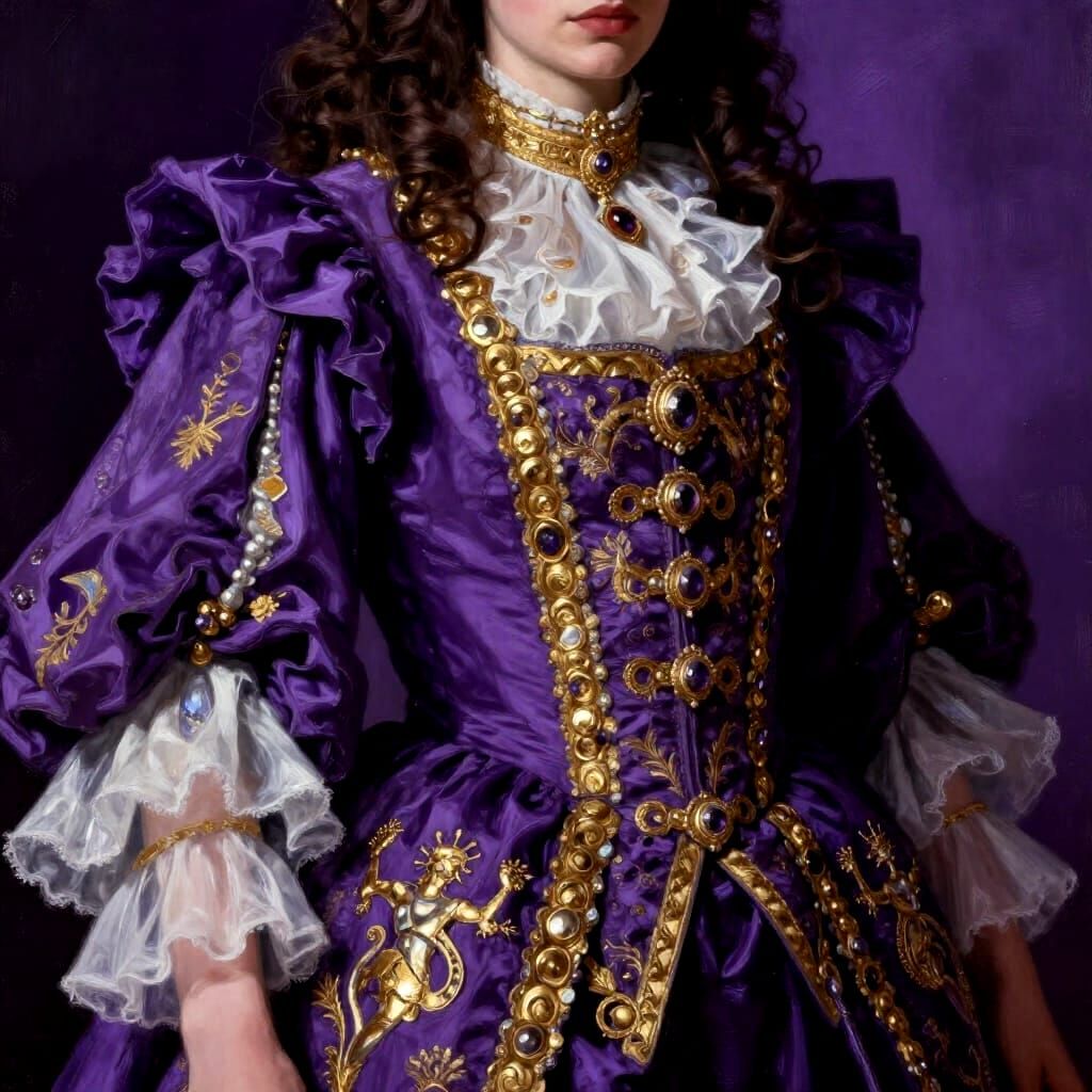 Baroque Portrait of Elaborate Violet Costume