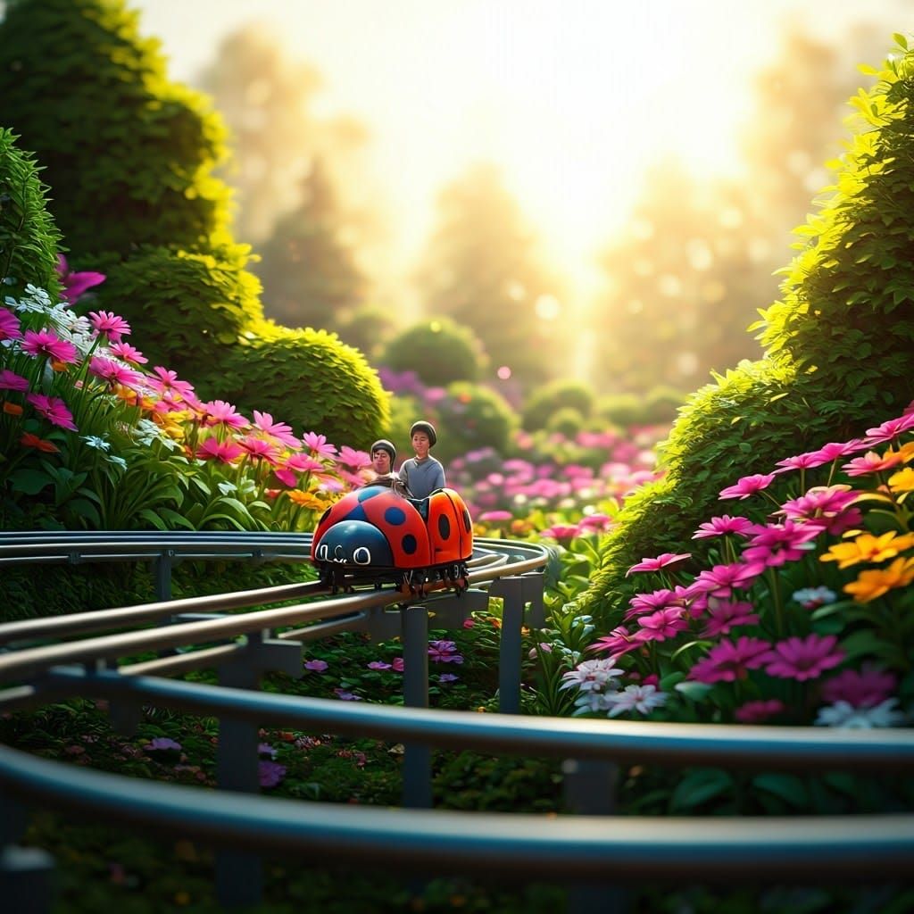 Ladybug Roller Coaster in a Miyazaki Garden