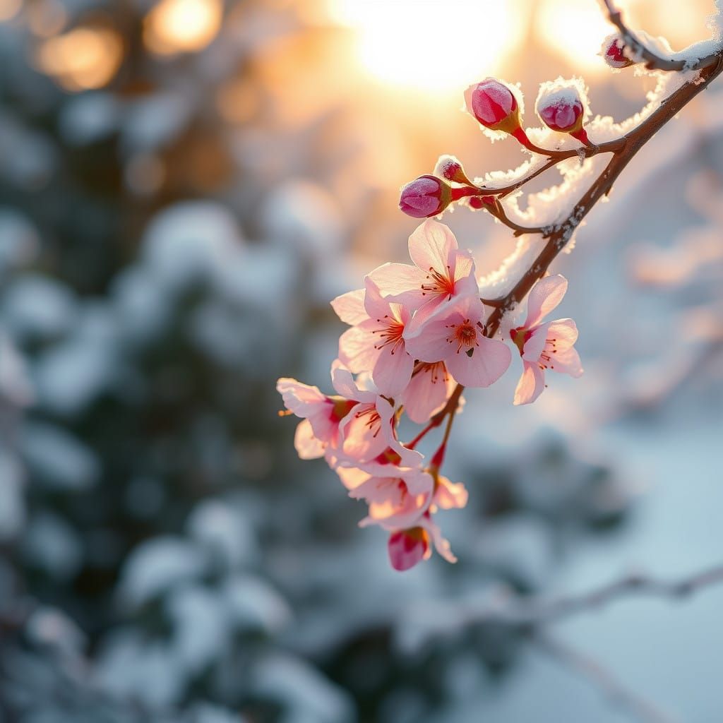 Delicate Pink Cherry Blossoms Unfurl in Soft Morning Light
