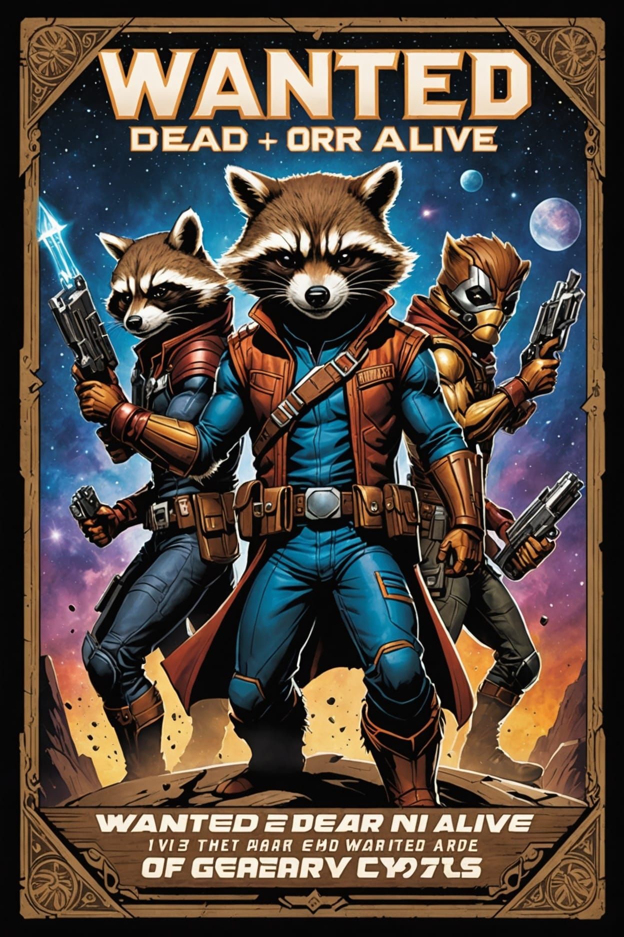 Guardians of the Galaxy Wanted Poster in Comic Art Style
