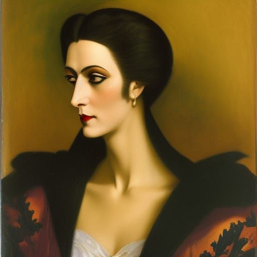 Vampire Lord in Luxurious Coffin, Evoking Early 20th-Century...