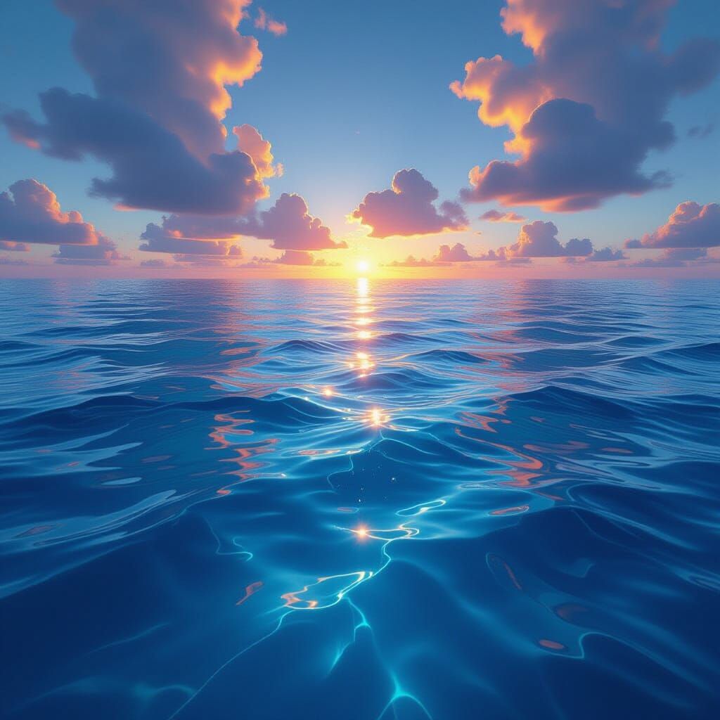 Vast Nitrogen Ocean on Water Planet: Hyperrealistic Aerial V...