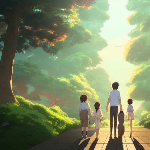 Anime Family Portrait in Ghibli Style