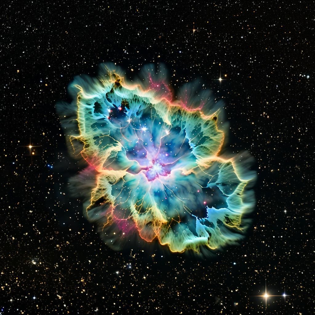 Crab Nebula Shines in Starry Sky