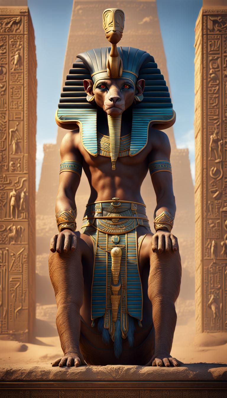 Egyptian God Taweret in Detailed Matte Painting
