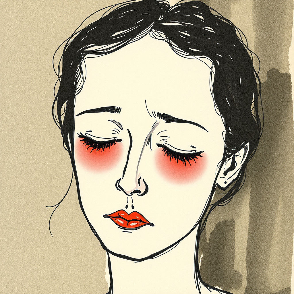 Minimalist Drawing of Sadness in Schiele Style