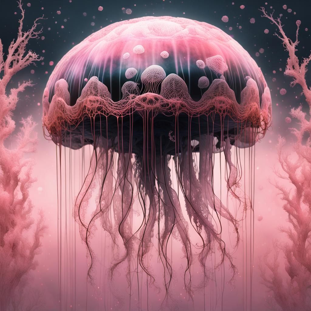 Ghostly Jellyfish Portrait in Hyperrealistic Style