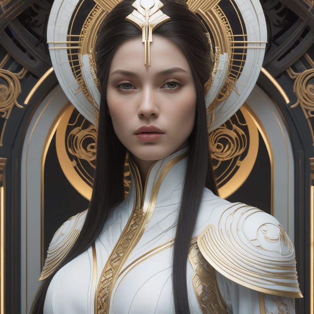Serene Priestess in Dreamlike, Soft Pastel Hues
