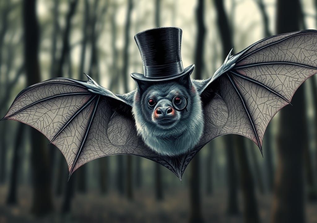 A Bat Gentleman in the Woods: Zentangle Art