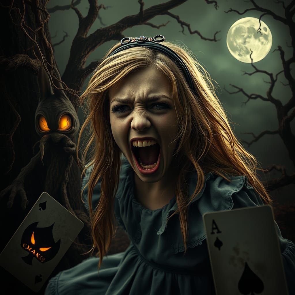 Dark Alice in Wonderland: A Haunting Halloween Scene