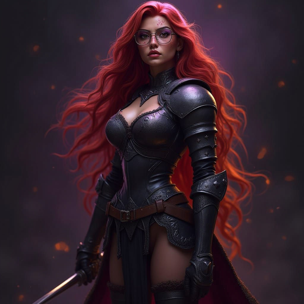 Medieval Female Warrior Commander in Dark Fantasy Style