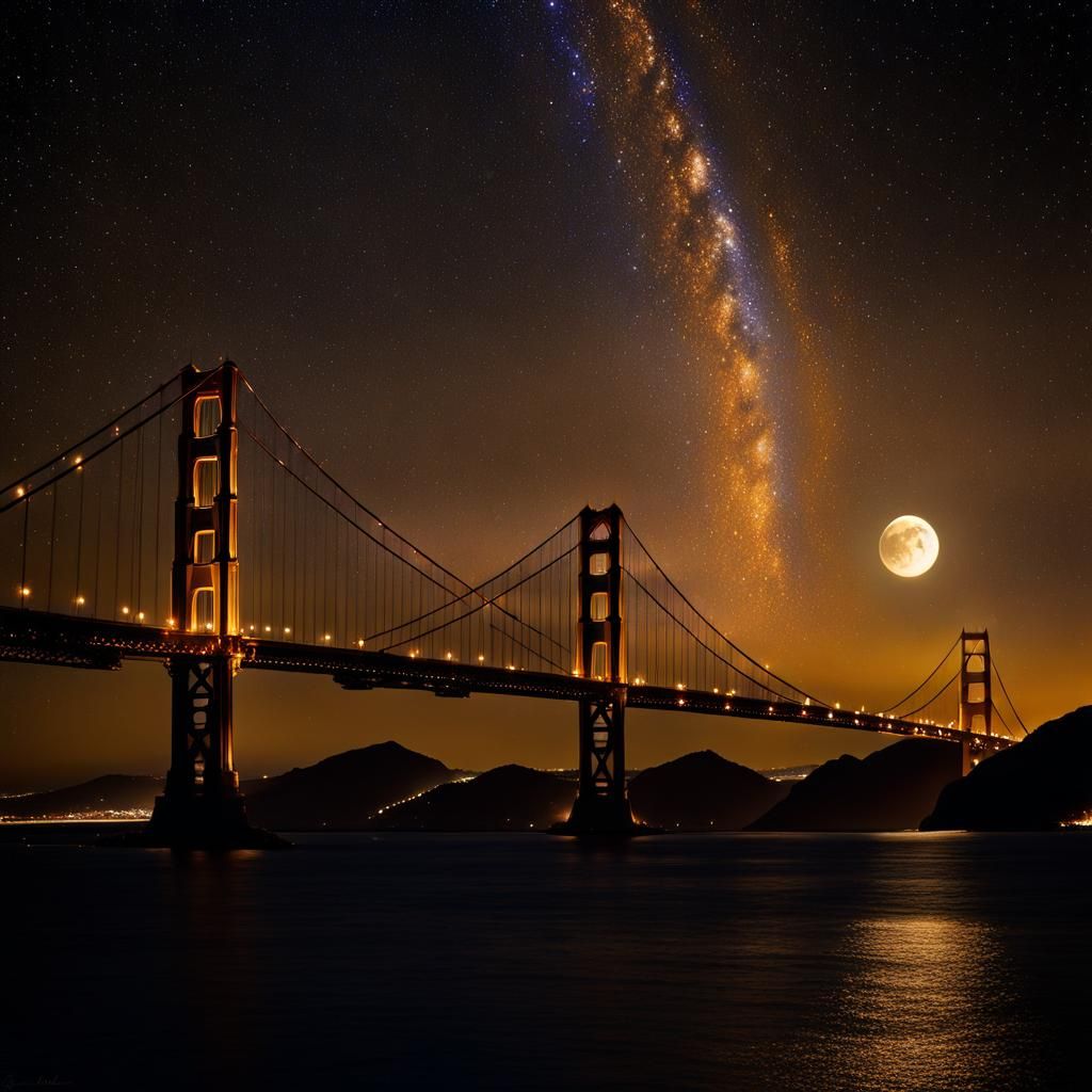 Golden Gate Bridge Silhouette at Night