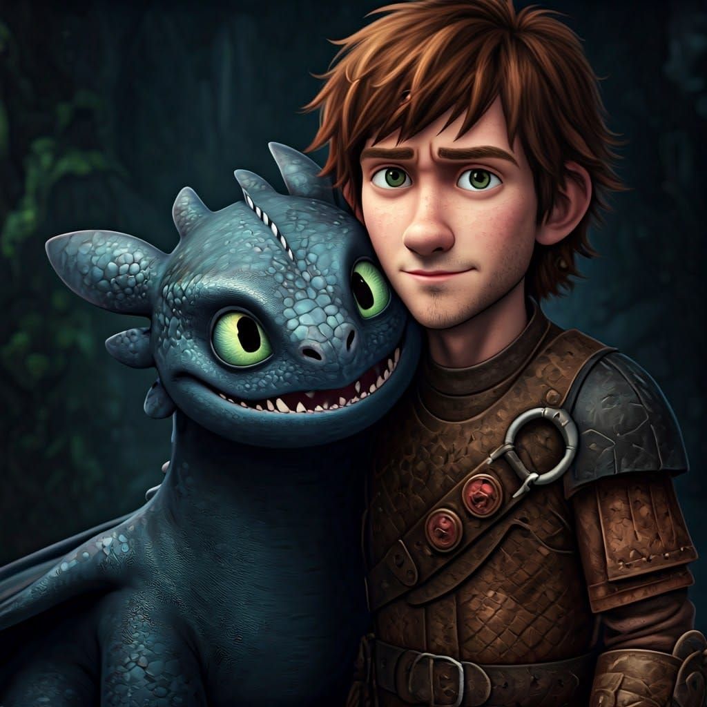 Hiccup and Toothless: Detailed Fantasy Art