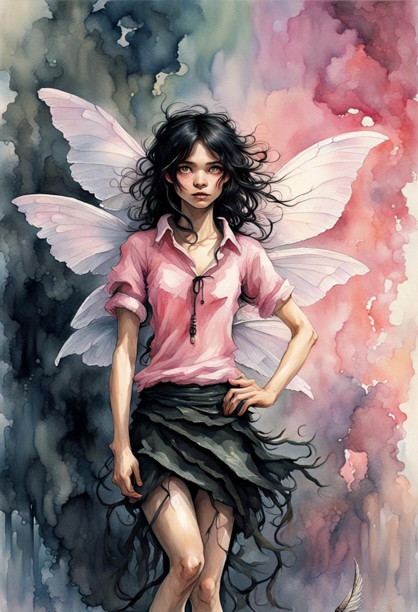 Frizzy Haired Fairy in Vibrant Fantasy Art Style