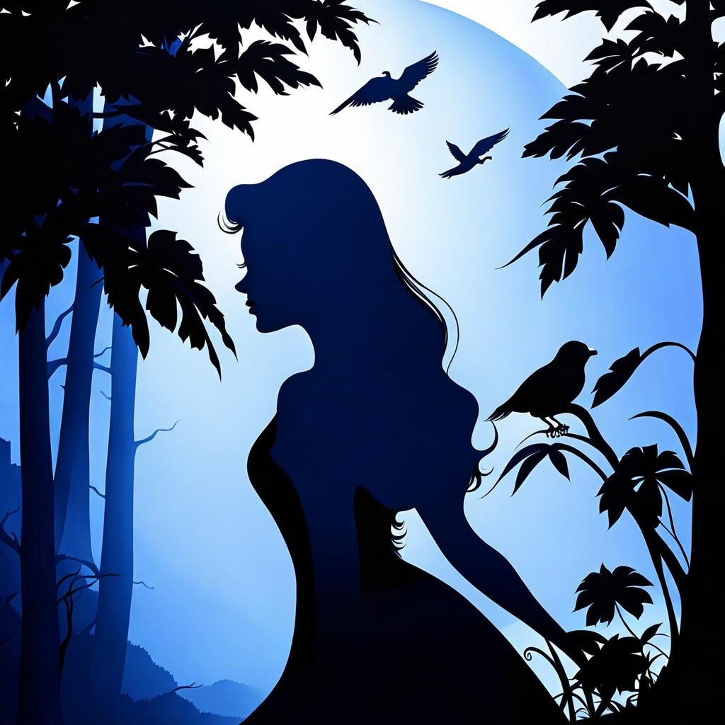 Girl Silhouette Papertole Art Outline