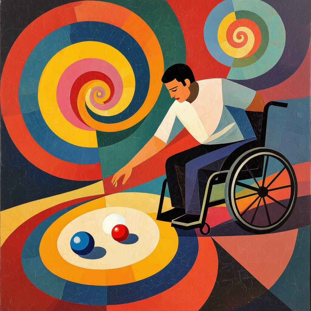 Dynamic Boccia Athlete in Abstract Expressionist Style