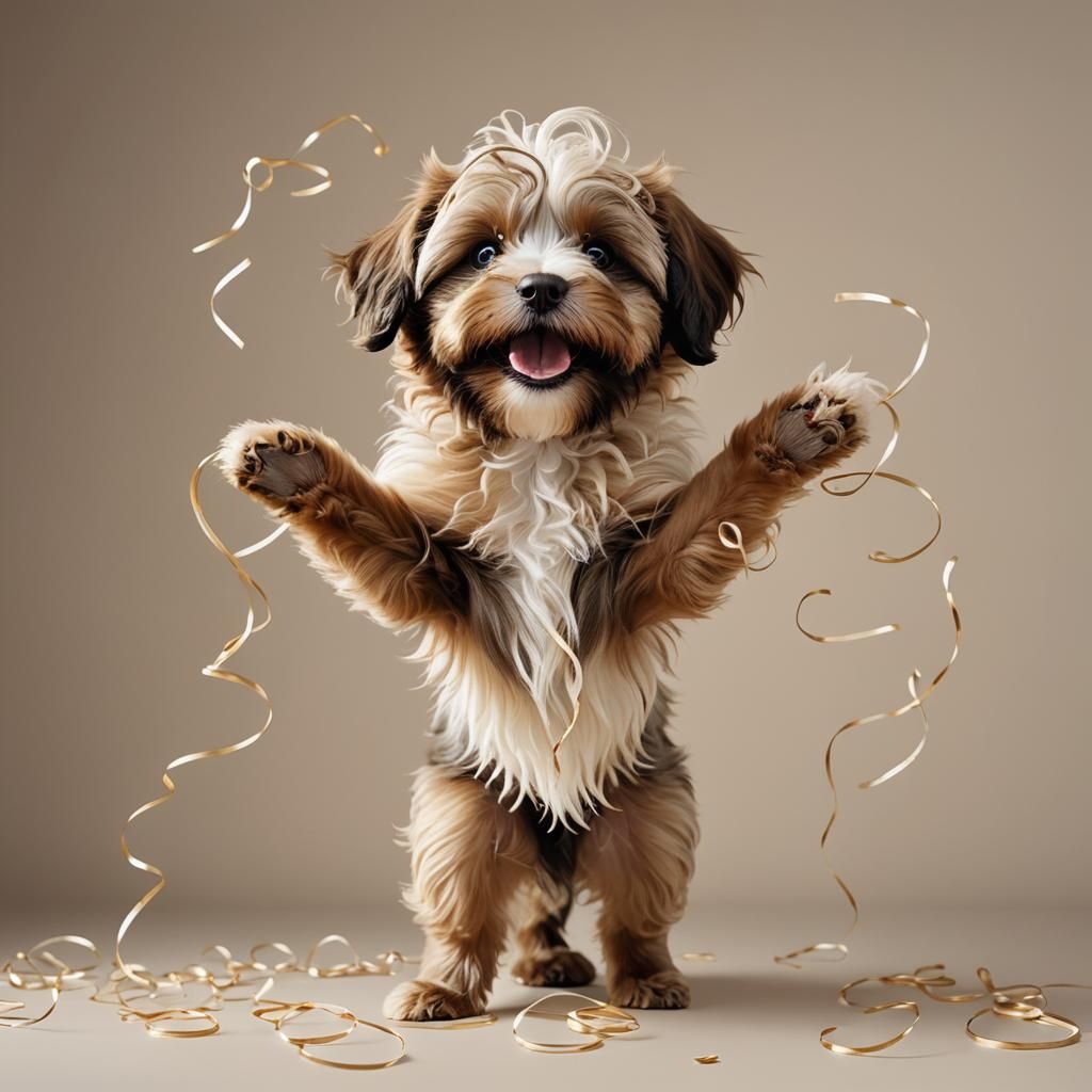 Havanese Puppy Jumps Through Silly String: Fine Art Photogra...