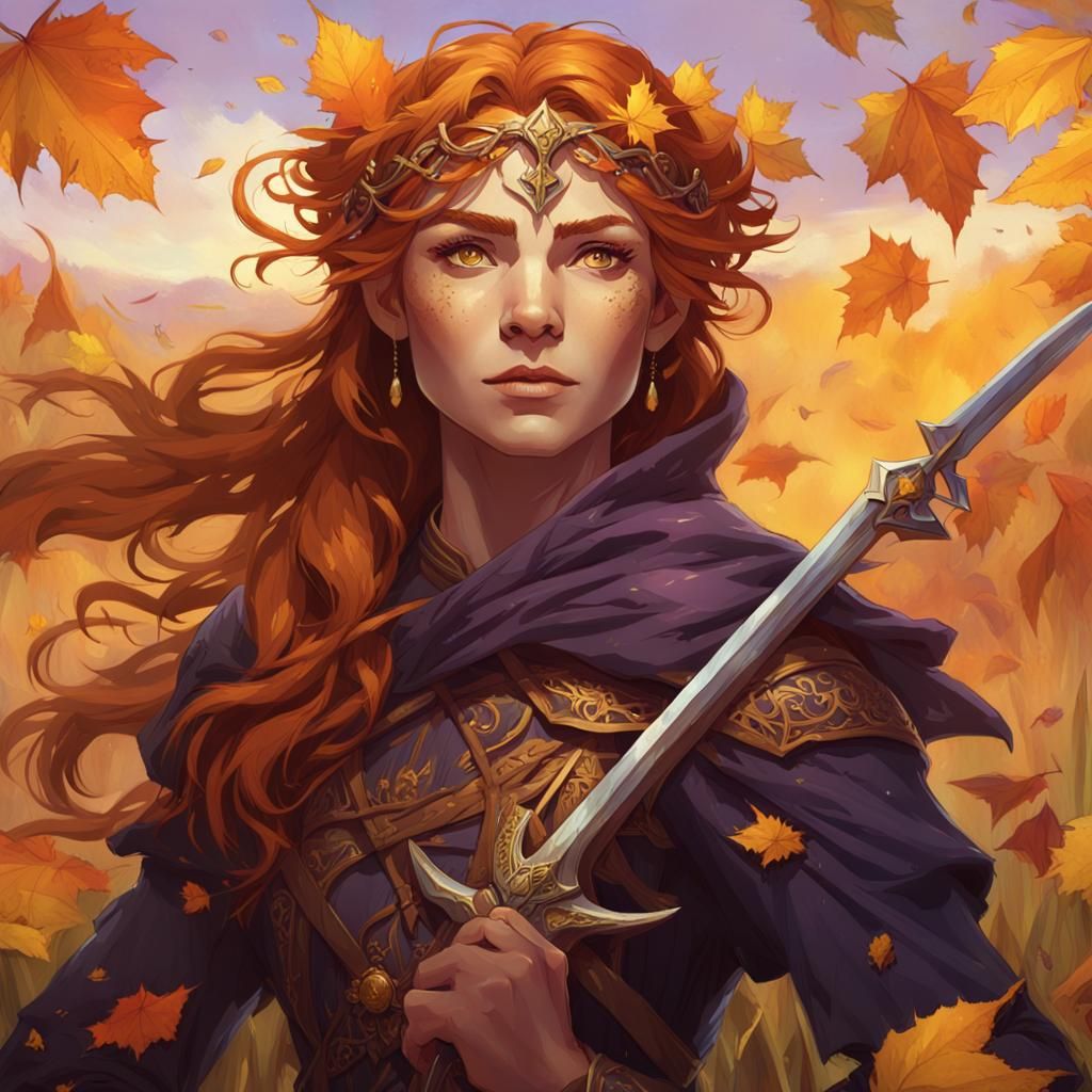 Regal Elf with Autumnal Crown, Fantasy Art