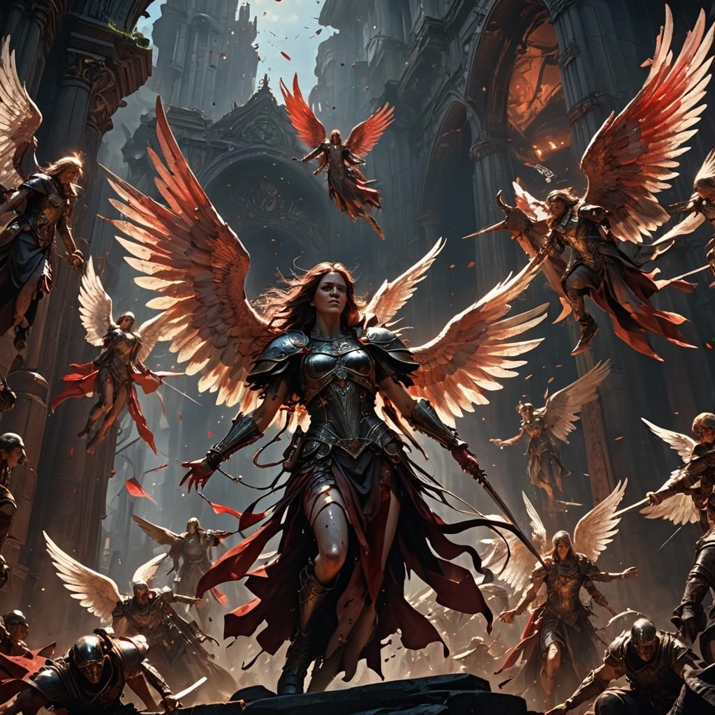 Bloodied Angels Descending: Dark Fantasy Concept Art