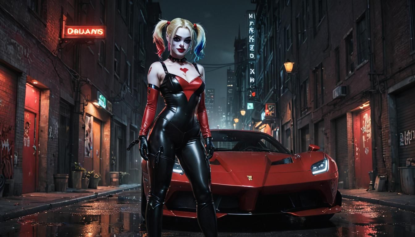 Harley Quinn in Gotham City: Gothic Anime Art