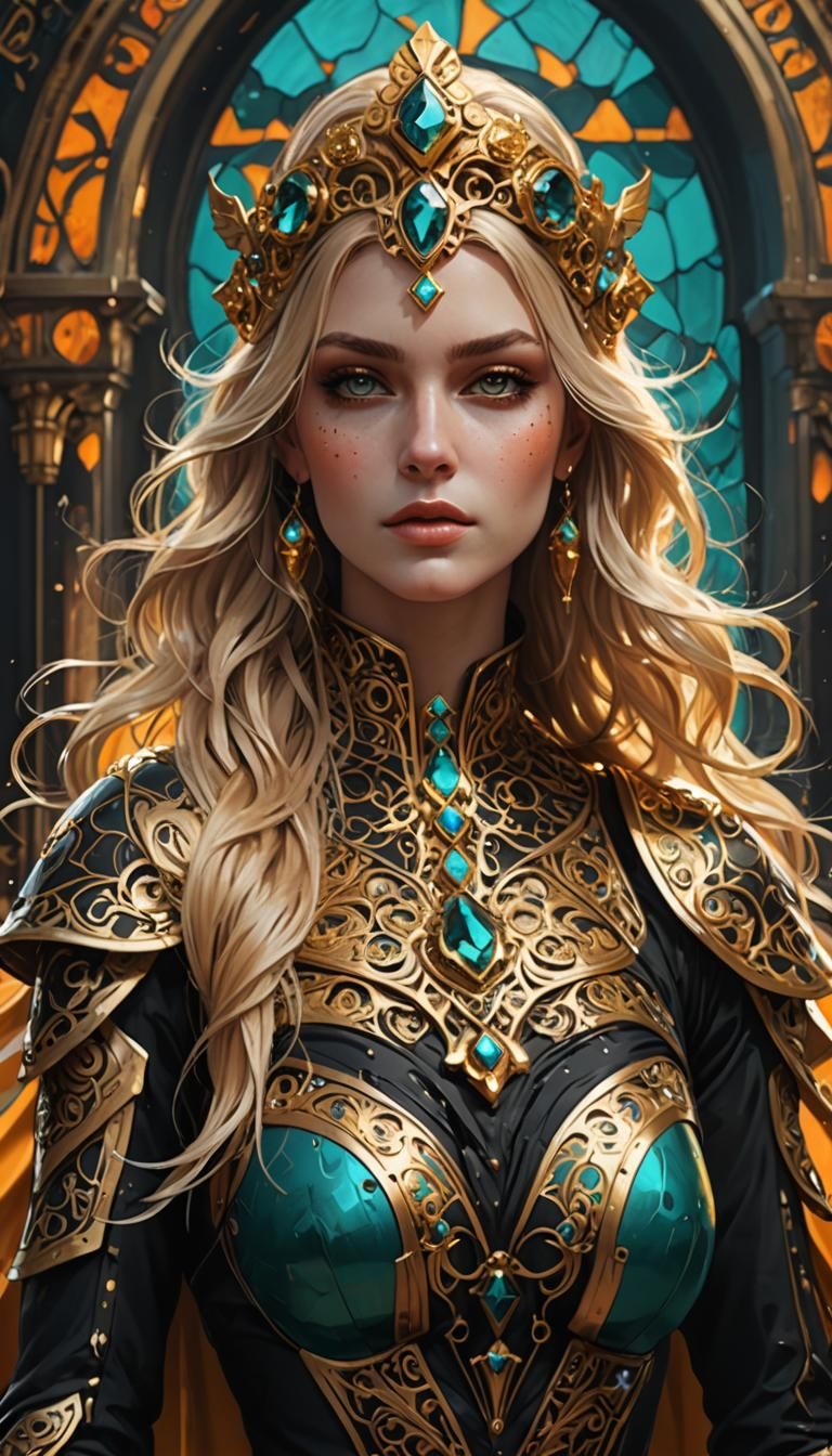 Woman in Gold Mask: Art Nouveau Concept Art