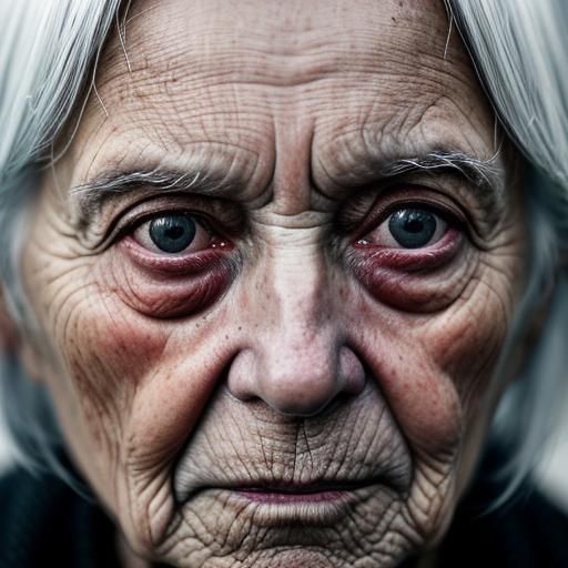 Emotional Portrait of a Crying Elderly Woman