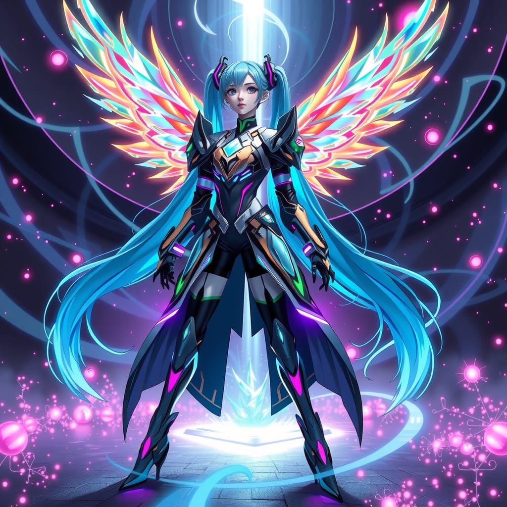 Cyber Magician Hatsune Miku Ready for Battle in Futuristic A...