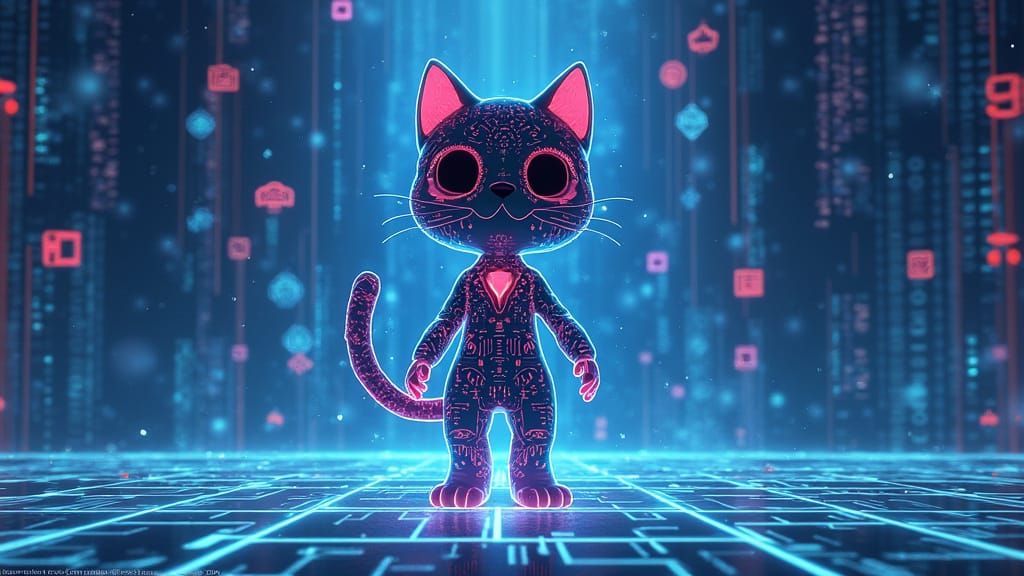 Digital Cat Avatar in Virtual Arena of Code