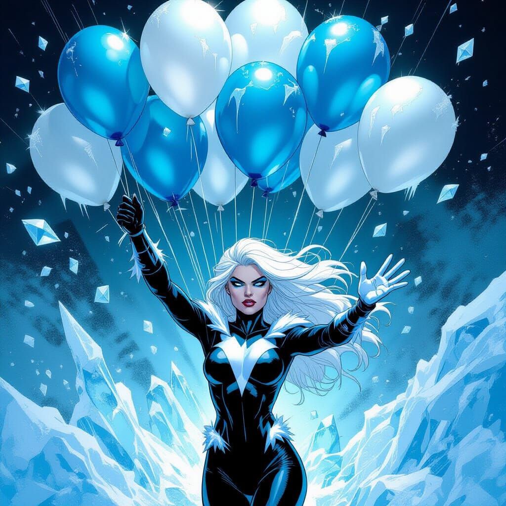 Killer Frost Threatens Icy Blue Birthday Balloons