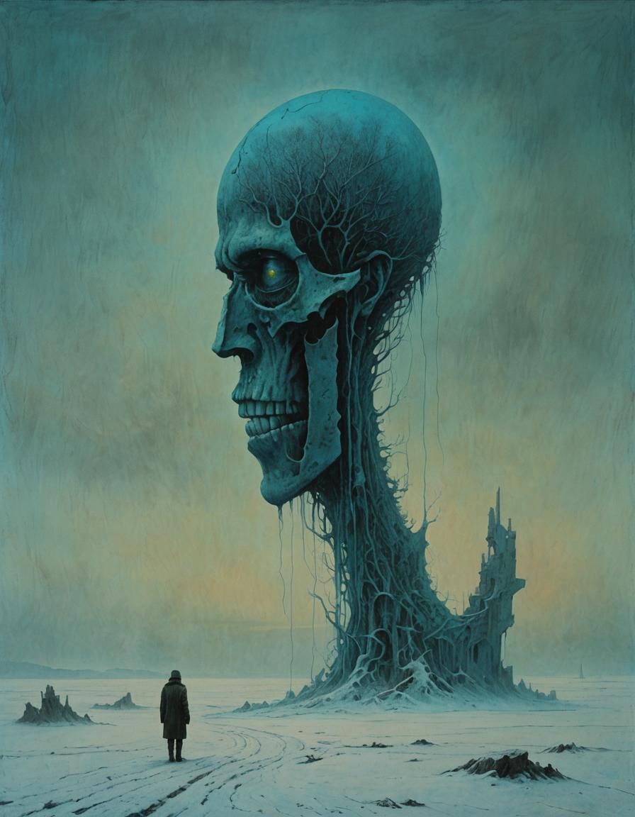 Winter Projection Device in Dark Surrealist Style