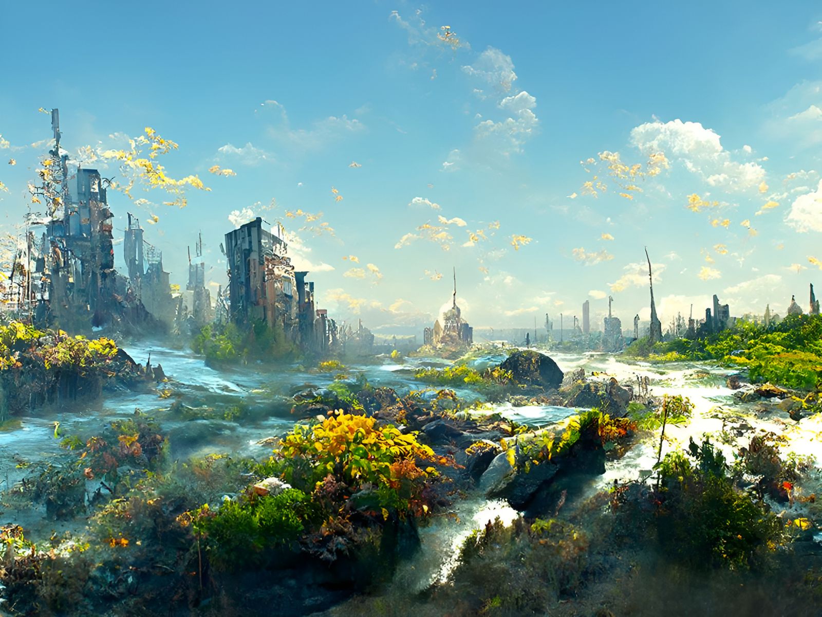 Post-Apocalyptic City Overrun by Nature