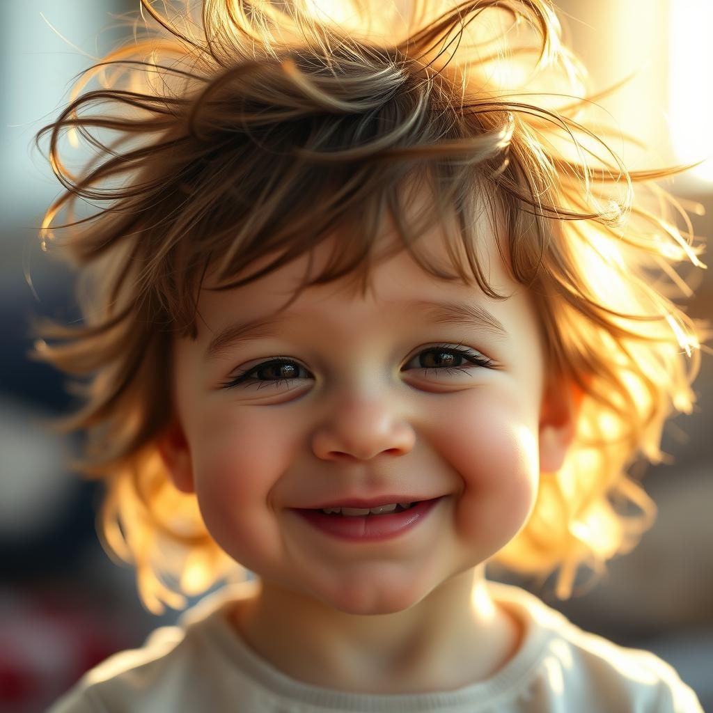 Toddler's Morning Smile: A Photorealistic Portrait