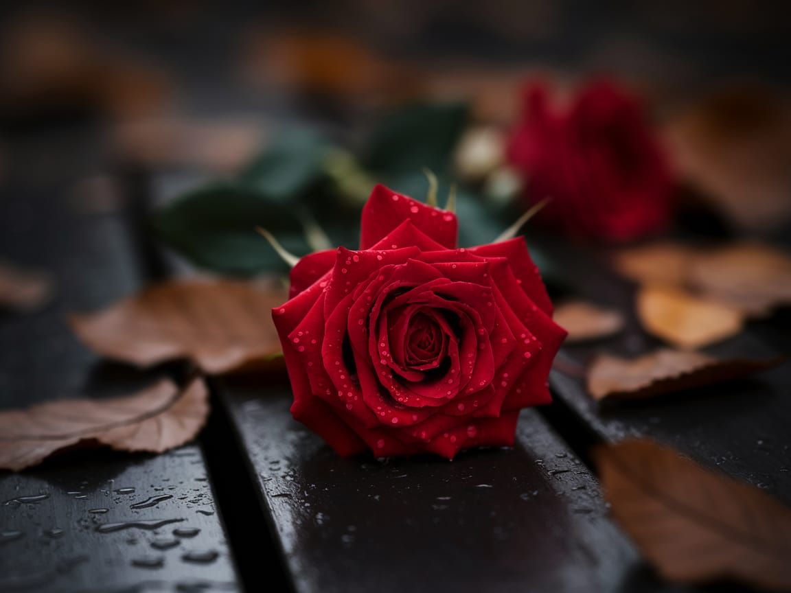 Red Rose in Autumn Shadows