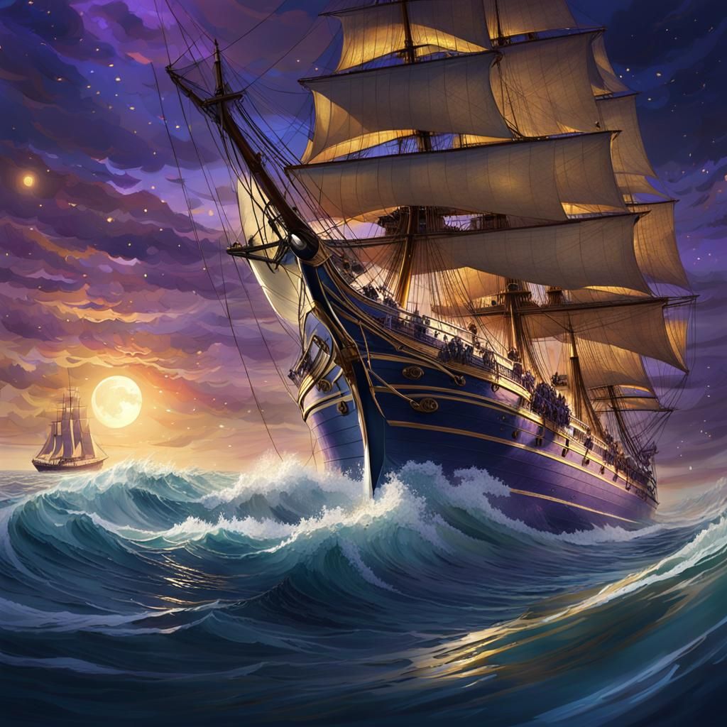 Cutty Sark on Choppy Seas: Fantasy Illustration