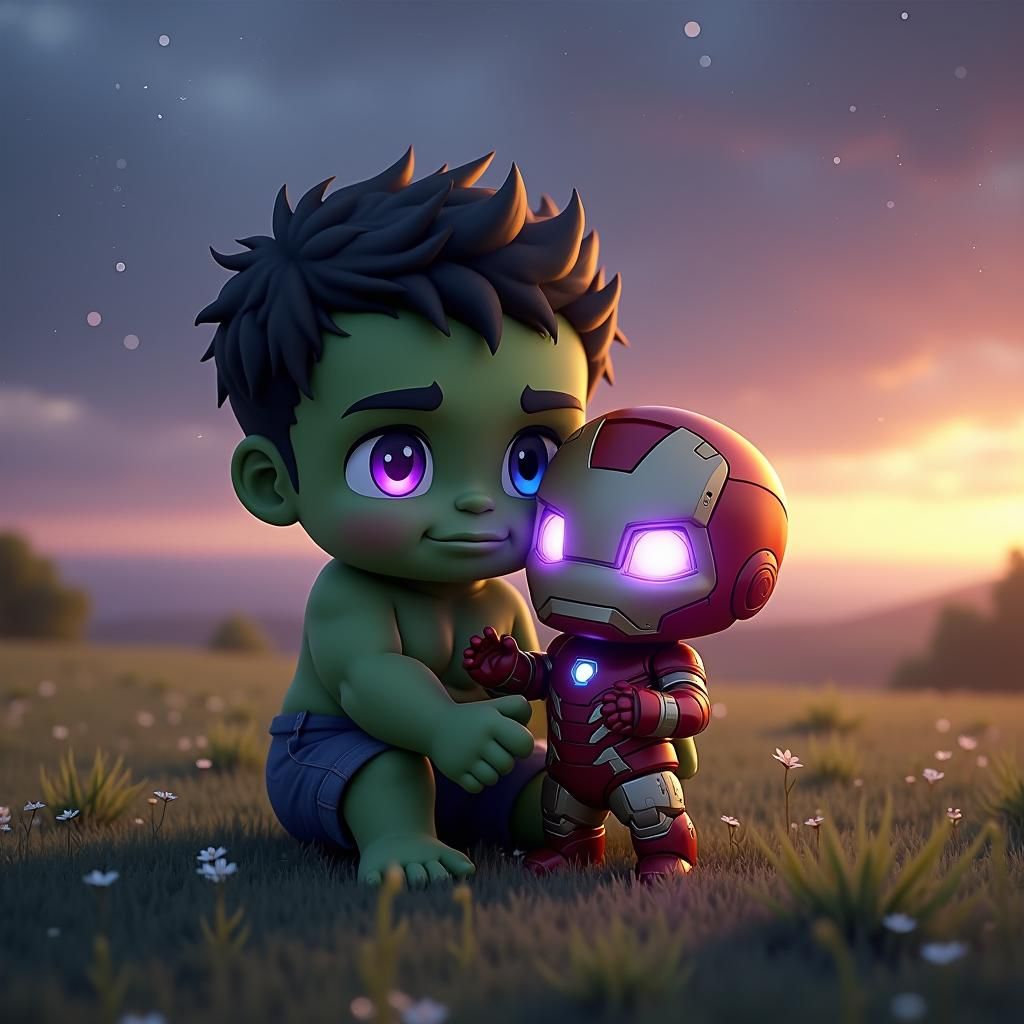 chibi Hulk, Ironman,