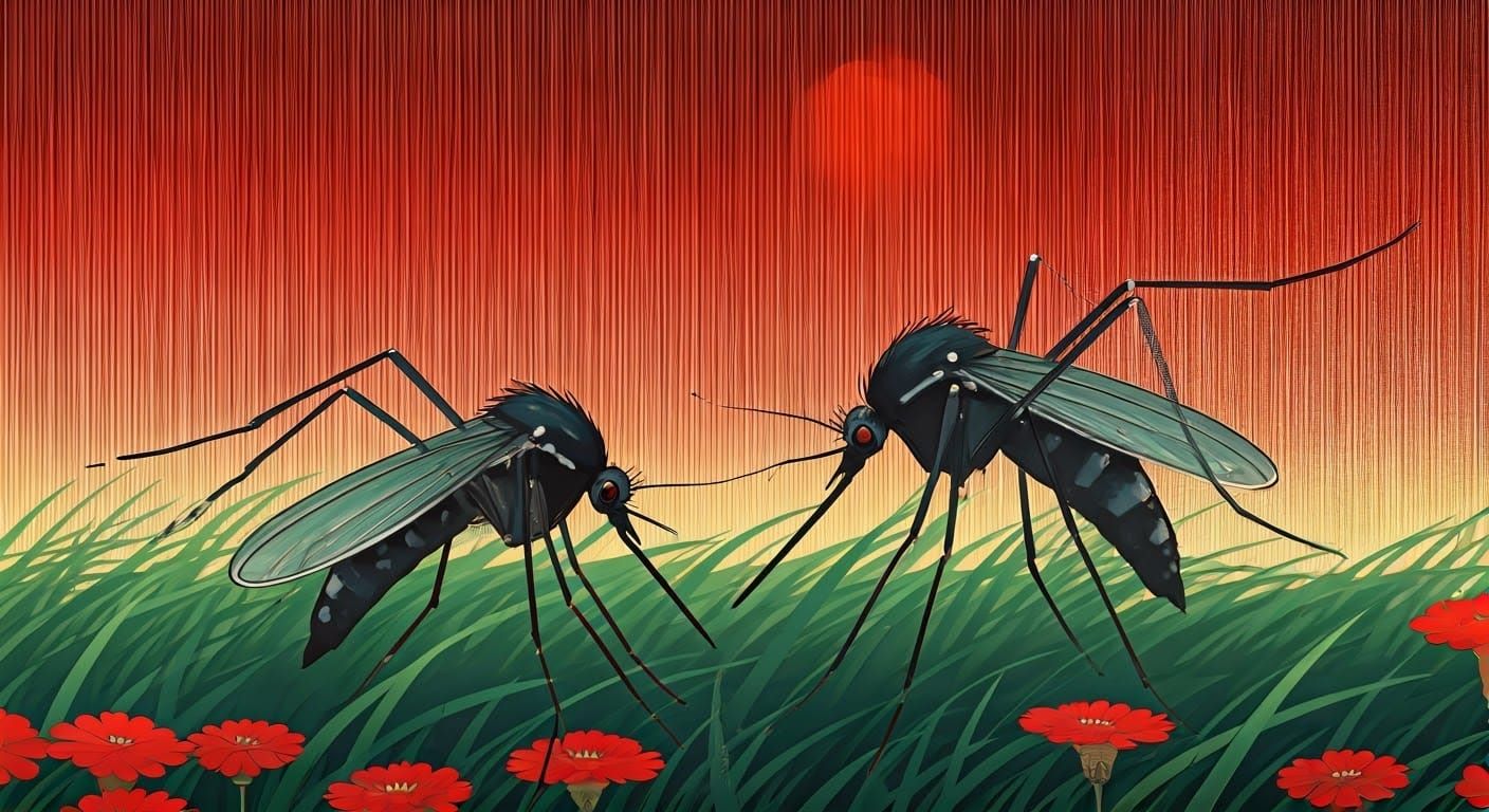 Evening dance of two  mosquitos