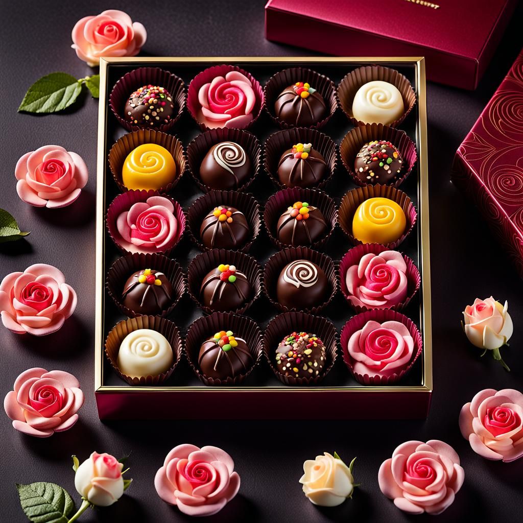 Luxurious Chocolate Box with Rose Candies
