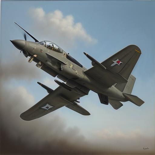 Military Aircraft Armed: An Oil Painting