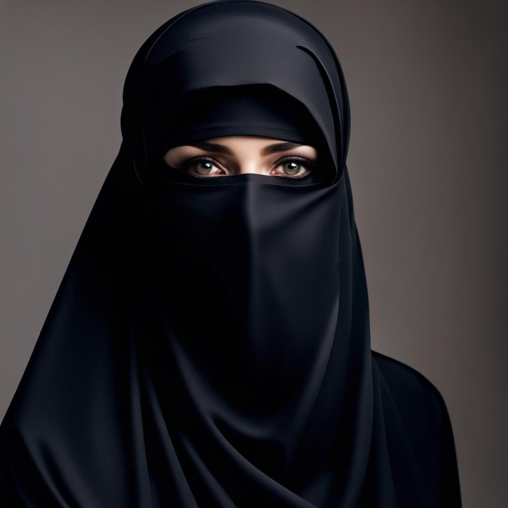 Person Wearing a Full Niqab Revealing Eyes