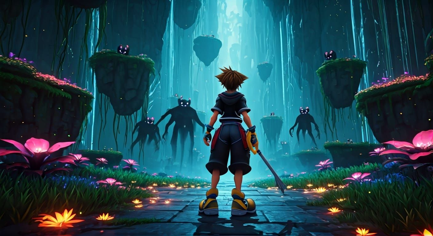 Sora's Mystical Realm Adventure in 3D Game Style