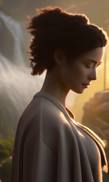 Woman Combing Hair: Hyperdetailed Concept Art