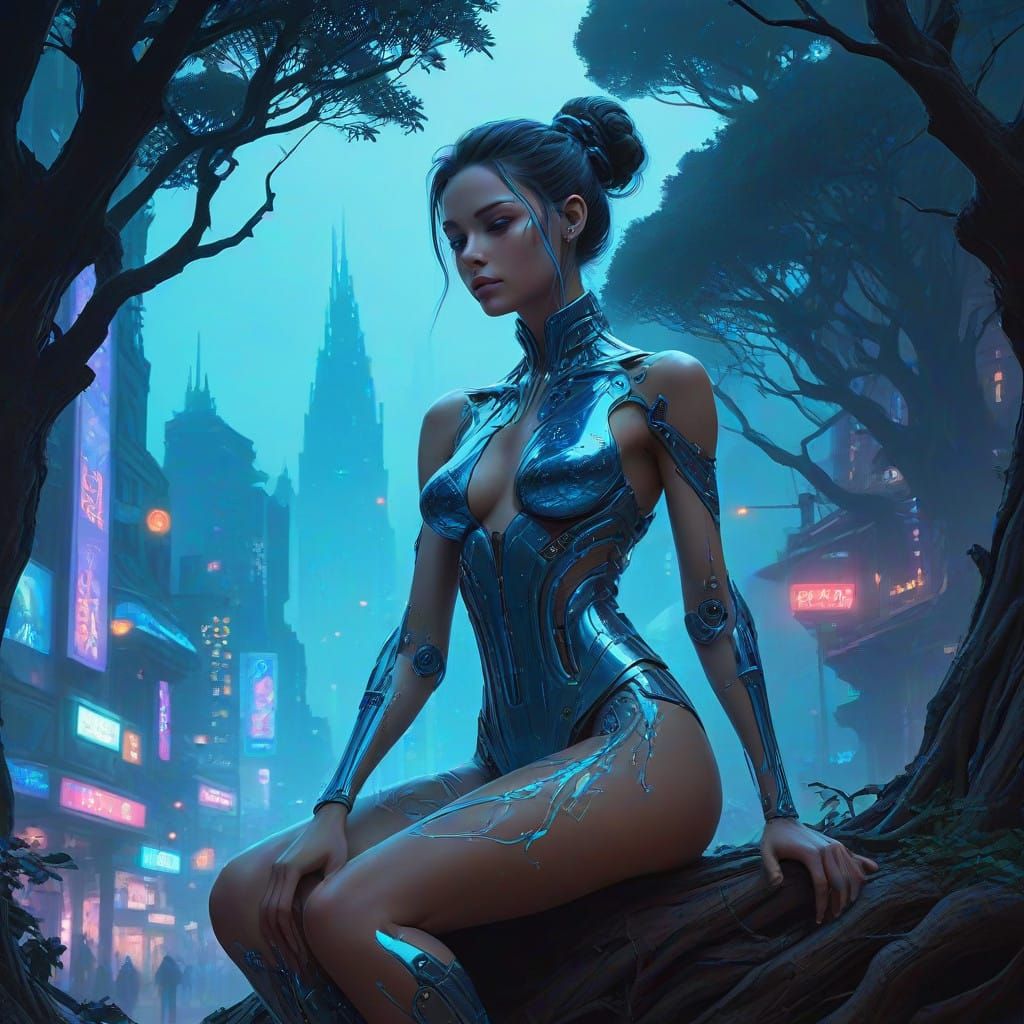 Ethereal Fairy Seeks Bliss in Cyberpunk City