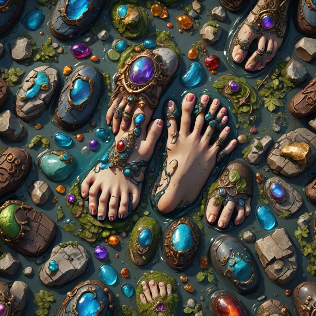 Detailed Matte Painting of Toes in Deep Color