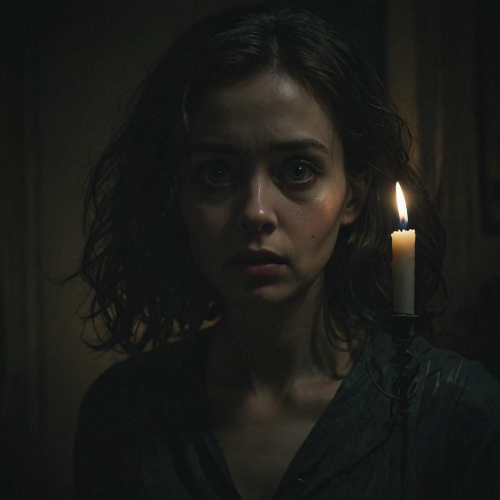 Eerie Gothic Concept Art: Woman and Shadow Figure