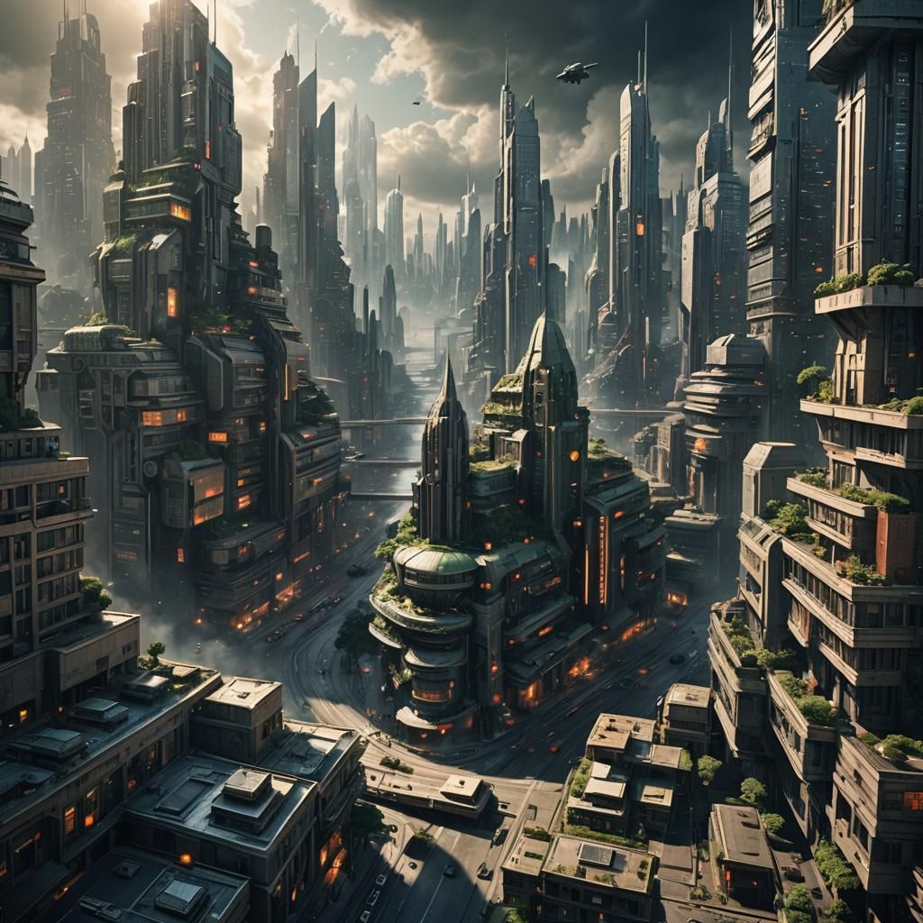 Futuristic Cityscape Concept Art: Year 2050