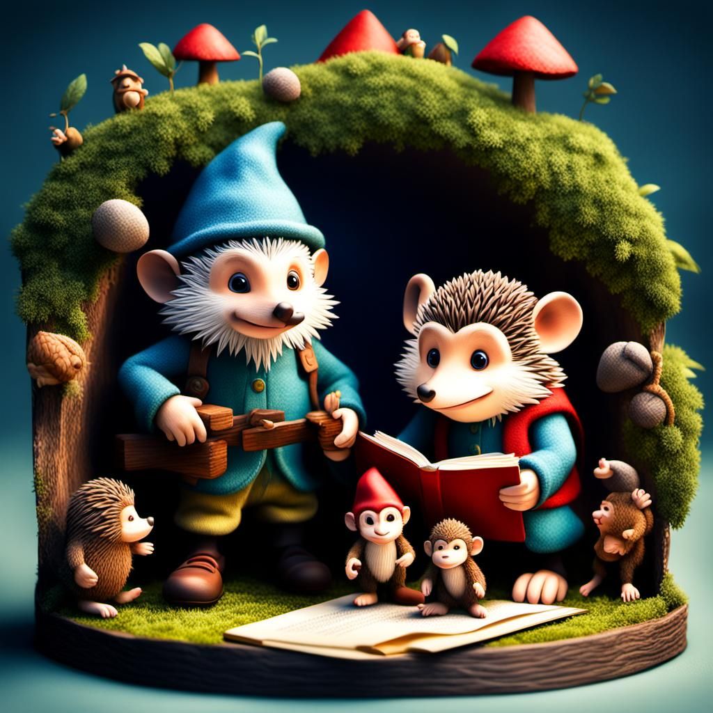 Pop-Up Storybook: Hedgehog, Gnome, and Monkey