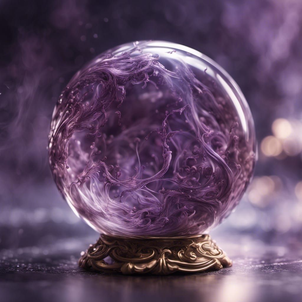 Delicate Glass Sphere with Purple Filigree