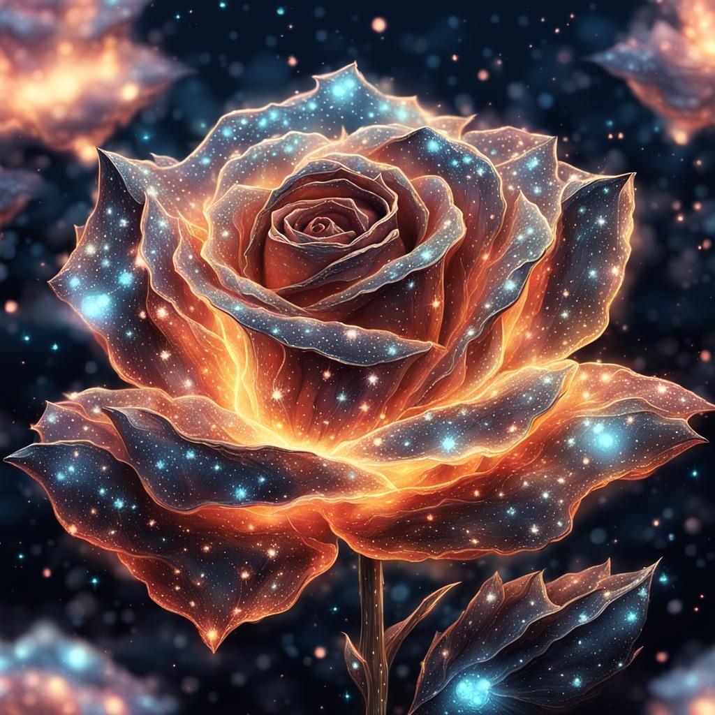 Glowing Crystal Rose Fantasy Art